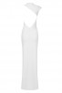 White Asymmetric Neck Backless Maxi Dress