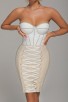 Lace Up Mini White Bandage Dress