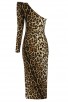 One-Shoulder Leopard-Print Celebrity Bandage Dress