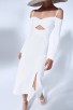 Sexy Off-The-Shoulder Cutout Bandage Long White Dress