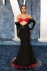 Red Flower Embroidered Black Maxi Dress