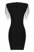 Sleeveless Black Fringed Bandage Dress