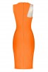 Orange O-Neck Sexy Mesh Patchwork Bandage Dress