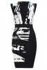 Herve Leger Bandage Dress O Neck Gauze Print Black