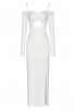 Sexy Off-The-Shoulder Cutout Bandage Long White Dress