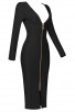 Long Sleeve Open Back Black Bandage Dress