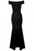 Herve Leger Bandage Dress Long Gown V Neck Off Shoulder Black