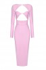 Pink Double Cutout Long Party Evening Dress