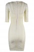 Herve Leger Bandage Dresses V Neck Half Sleeve Beige