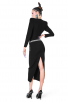 Crystal Embellished Long Sleeve Black Midi Bandage Dress
