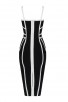 Sexy Hollow Spaghetti Strap Party Striped Elegant Black Bandage Dress