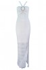Herve Leger Bandage Dress Long Gown Halter Neck Lace Light White