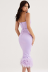 Elegant Lilac Feather Hem Midi Dress