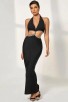 Crystal Halter Long Bandage Dress