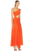 One-Shoulder Hollow Belly-Exposing Orange Maxi Evening Dress