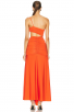 One-Shoulder Hollow Belly-Exposing Orange Maxi Evening Dress