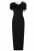 Women's Feather Off Shoulder Evening Long Bandage Dress