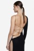 herve leger black one-shoulder long-sleeve bandage dress