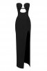 Elegant Black Cut-Out High Slit Gown