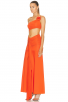 One-Shoulder Hollow Belly-Exposing Orange Maxi Evening Dress