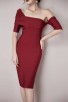 Red Off-The-Shoulder Split Bandage Dress
