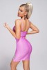 Purple Lace Flower Crystal Bandage Dress