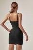 Black Backless Strapless Crystal Flower Mini Bandage Dress