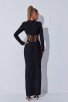 Long Sleeve Hollow Bandage Black Dress