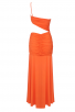 One-Shoulder Hollow Belly-Exposing Orange Maxi Evening Dress