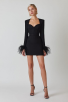 Feather Long Sleeve Mini Pink Dress