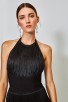 Herve Leger Strappy Halter Fringe Dress