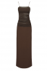 Elegant Brown Mesh Panel Maxi Spaghetti Strap Dress