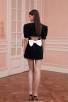 Black & White Puff Sleeve Tuxedo Mini Dress