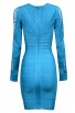 Cheap Herve Leger Bandage Dresses Long Sleeve Net Blue