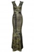 Herve Leger Leslie Woodgrain Foil Print Gown