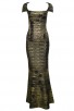 Herve Leger Bandage Dresses Long Gown Metallic Black Golden V Neck