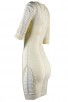 Herve Leger Bandage Dresses V Neck Half Sleeve Beige