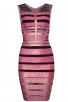 Herve Leger Bandage Dresses Sequin Foil Gauze Metallic Pink