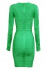 Cheap Herve Leger Bandage Dresses Long Sleeve Net Green