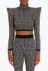 Bm Cropped Bicolor Jacquard Knit Sportswear Top+Shorts 