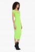 Bm Midi Length Lime Green Knit Openwork Dress