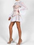 Ladies’ Fashion And Elegant Perspective Two-Piece Suit Waist Puff Sleeve White Dress