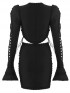 Black Flare Long Sleeve Hollow Out Bandage Dress