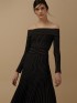 Shoulderless Long Sleeve Black Striped Evening Dress