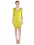 Herve Leger Bandage Dresses V Neck Half Sleeve Yellow
