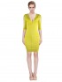 Herve Leger Bandage Dresses V Neck Half Sleeve Yellow